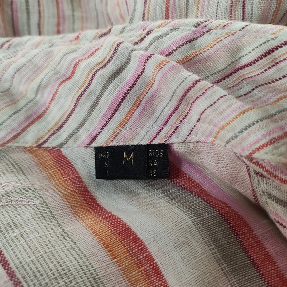 Bugatchi Uomo 100% Linen Button Up  Mens Striped Shirt Travel Cruise Size Medium - Picture 8 of 10